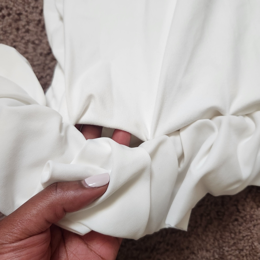 White Ruffle One Shoulder Dress - Picture 4 of 4